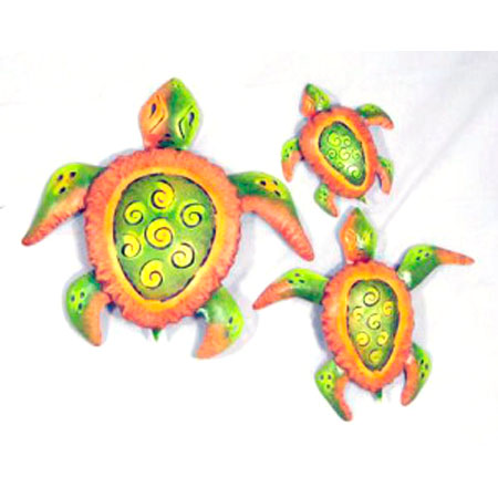 PMA-134        Painted Sea Turtles Set of 3 Style A Large 14.25 x 13.75, Medium 7.75 x 11 .50, Small 6.25 x 7.5